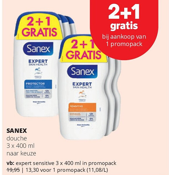 SANEX expert sensitive 3 x 400 ml in promopack