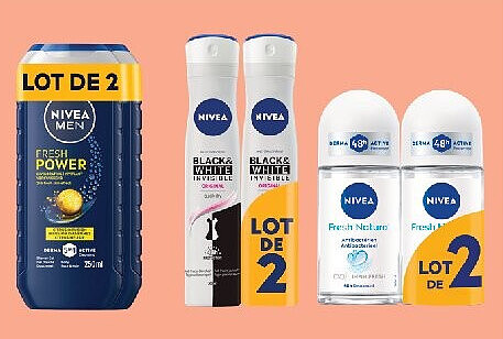 Lots de déodorants et douches Nivea