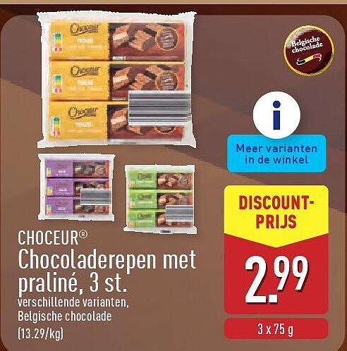 Chocoladerepen met praliné, 3st.