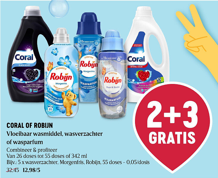 CORAL OF ROBIJN Vloeibaar wasmiddel, wasverzachter of wasparfum