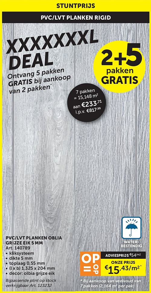 PVC/LVT PLANKEN OBLIA GRIJZE EIK 5 MM