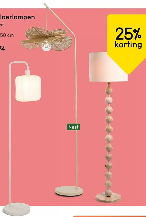 Nest vloerlamp beige 190x61x50 cm