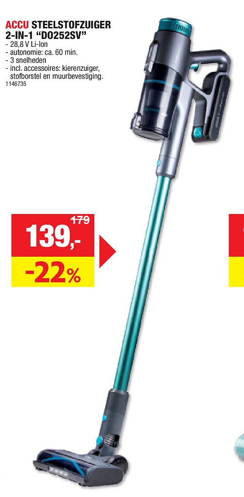 ACCU STEELSTOFZUIGER 2-IN-1 “DO252SV”