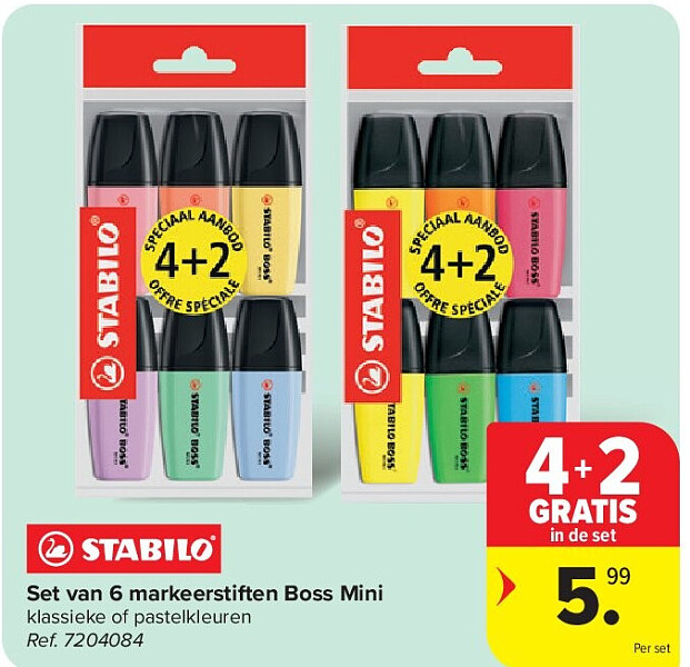 Set van 6 markeerstiften Boss Mini