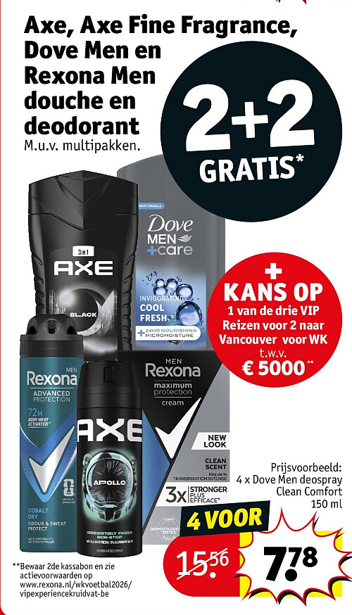 Axe, Axe Fine Fragrance, Dove Men en Rexona Men douche en deodorant