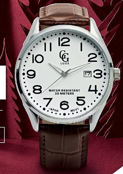 Montre homme GG Luxe avec bracelet cuir marron – Réf. 170892