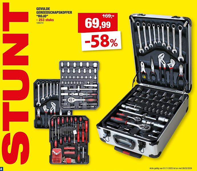 GEVULDE GEREEDSCHAPSKOFFER "ROJO"