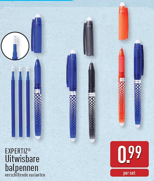 Uitwisbare balpennen
