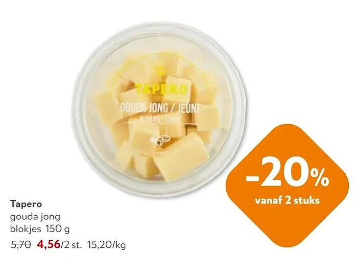 Tapero gouda jong blokjes 150 g