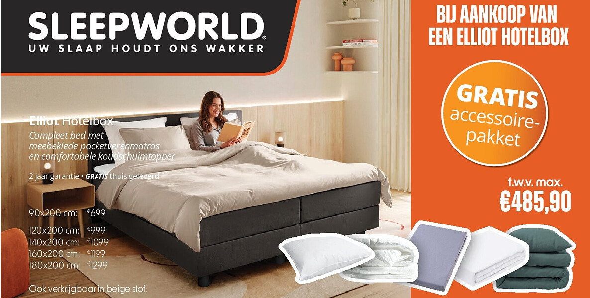 Elliot Hotelbox Compleet bed met meebeklede pocketverenmatras en comfortabele koudschuimtopper