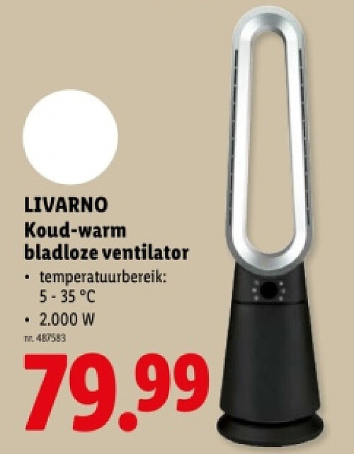 Koud-warm bladloze ventilator