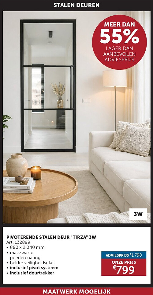 PIVOTERENDE STALEN DEUR "TIRZA" 3W
