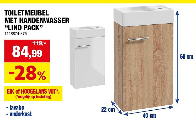TOILETMEUBEL MET HANDENWASSER “LINO PACK”