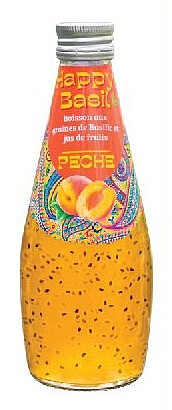Boisson aux graines de basilic et jus de fruits pêche Happy Basil