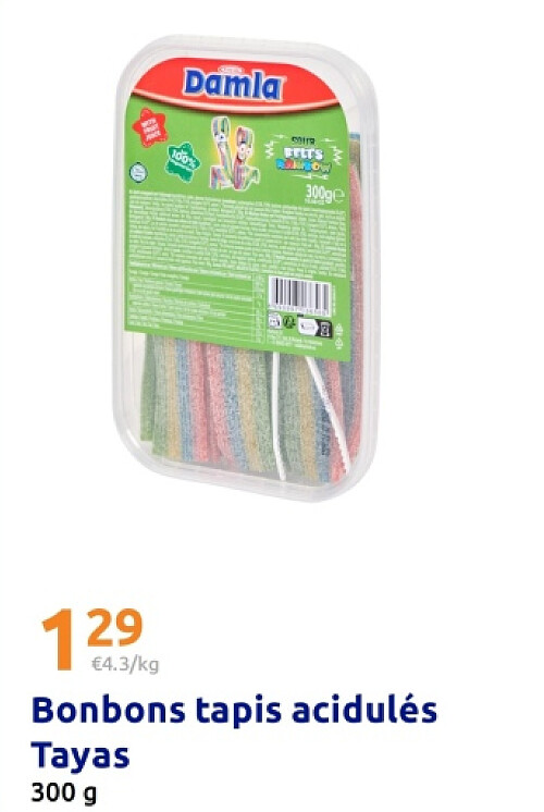 Bonbons tapis acidulés Tayas