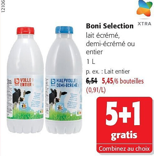 Boni Selection lait écrémé, demi-écrémé