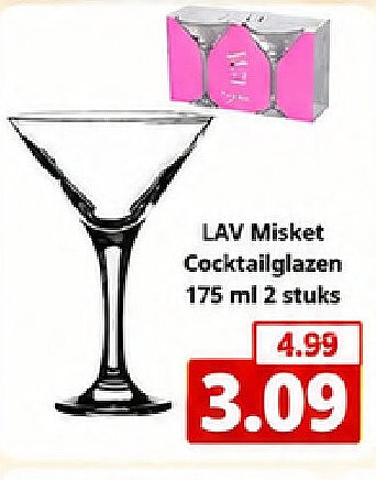 LAV Misket Cocktailglazen 175 ml 2 stuks
