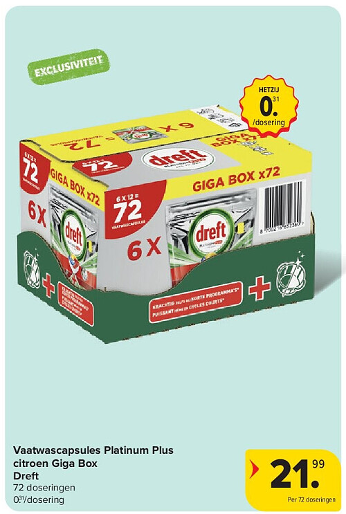Vaatwascapsules Platinum Plus citroen Giga Box Dreft
