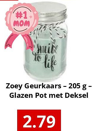 Zoey Geurkaars – 205 g – Glazen Pot met Deksel