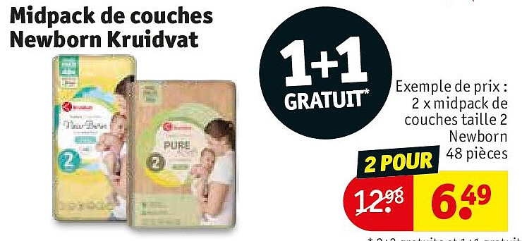 Midpack de couches Newborn Kruidvat 2 POUR