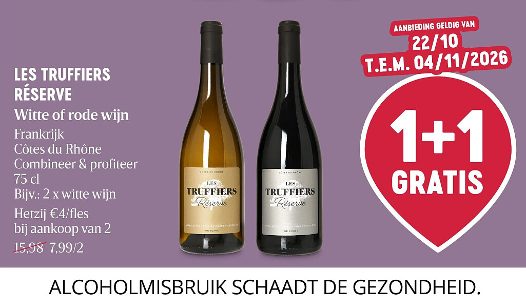 LES TRUFFIERS RÉSERVE Witte of rode wijn