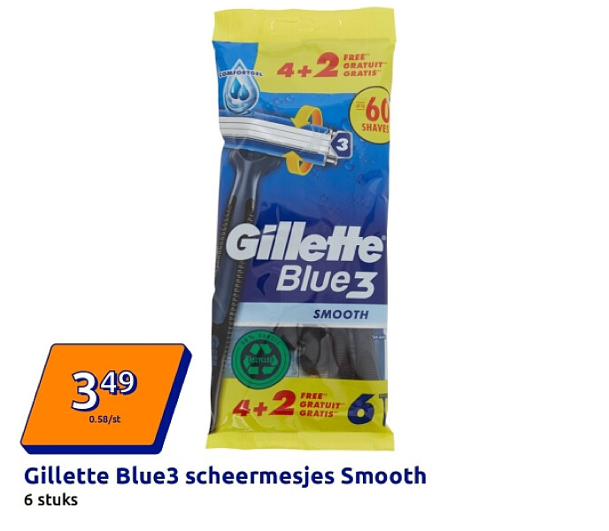 Gillette Blue3 scheermesjes Smooth