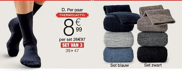 Set van 3 paar dikke uniseks sokken Thermolactyl
