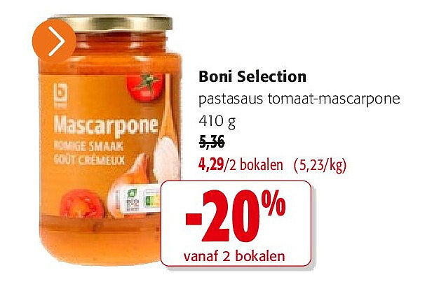 Boni Selection pastasaus tomaat-mascarpone 410 g