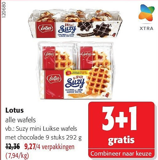Lotus Suzy mini Luikse wafels met chocolade 9 stuks 292 g
