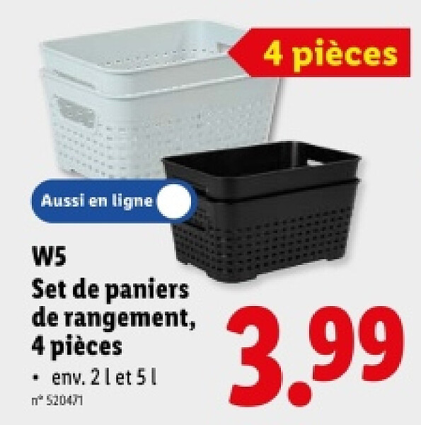 Set de paniers de rangement, 4 pièces
