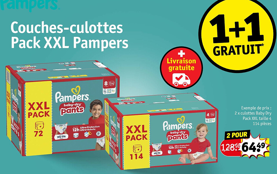 Couches-culottes Pack XXL Pampers 2 POUR
