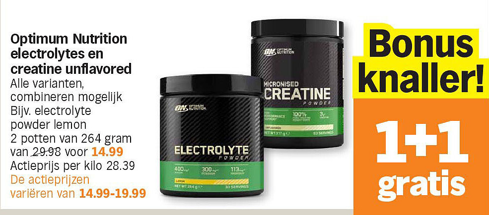 Optimum Nutrition electrolytes en creatine unflavored