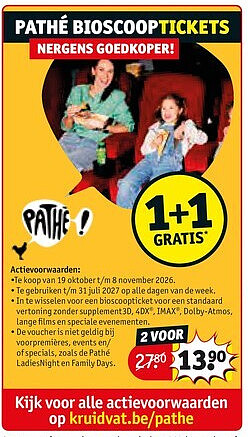 PATHÉ BIOSCOOPTICKETS