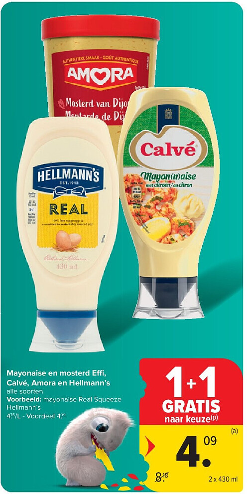 Mayonaise en mosterd Effi , Calvé, Amora en Hellmann’s
