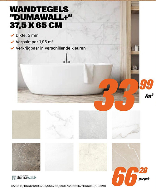 WANDTEGELS “DUMAWALL+” 37,5 X 65 CM
