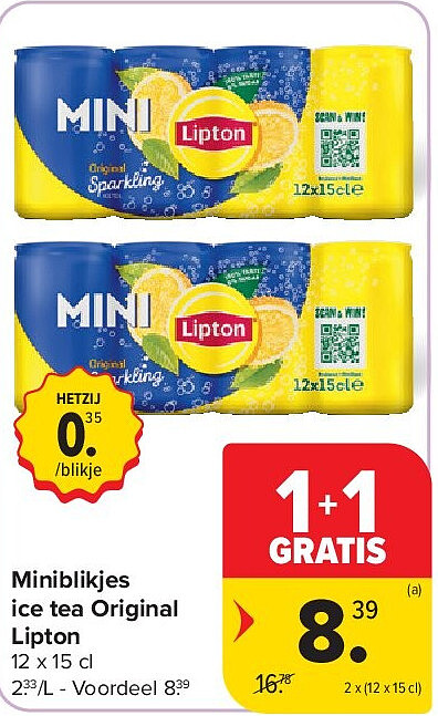 Miniblikjes ice tea Original Lipton