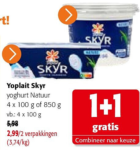 Yoplait Skyr yoghurt Natuur 4 x 100 g