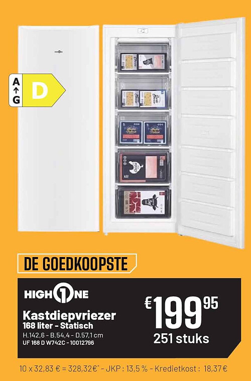 Kastdiepvriezer 168 liter - Statisch