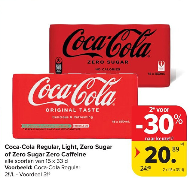 Coca-Cola Regular, Light, Zero Sugar of Zero Sugar Zero Ca eine