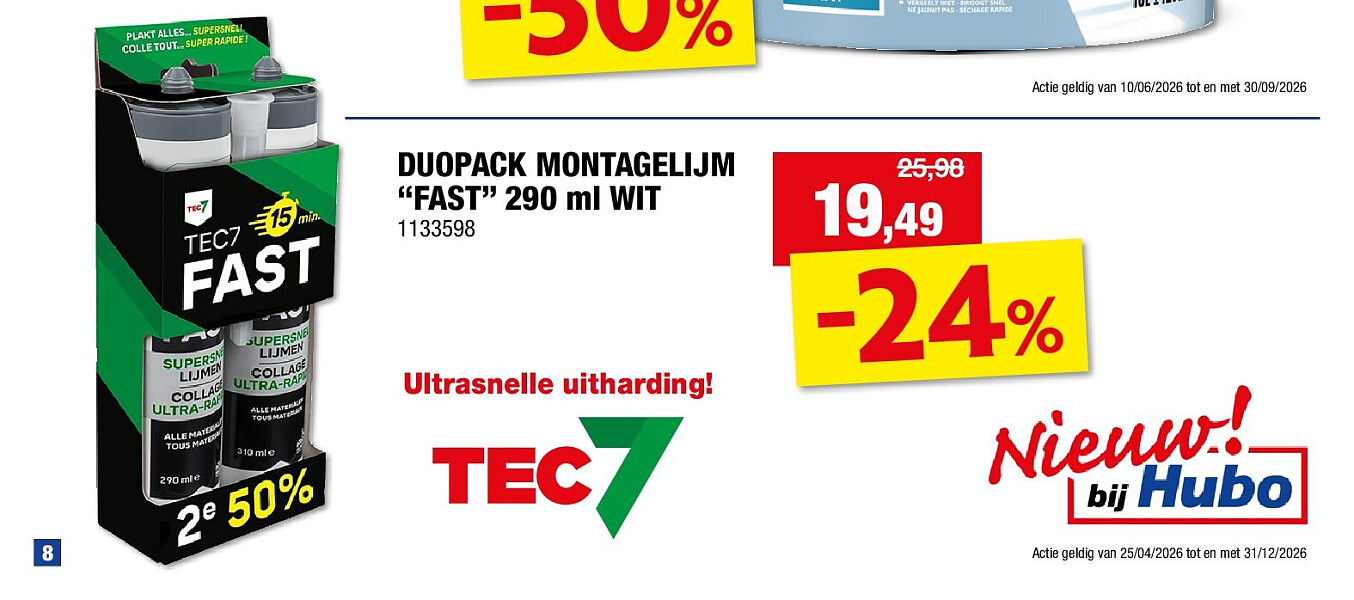 DUOPACK MONTAGELIJM “FAST” 290 ml WIT