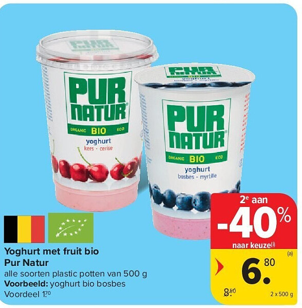 Yoghurt met fruit bio Pur Natur