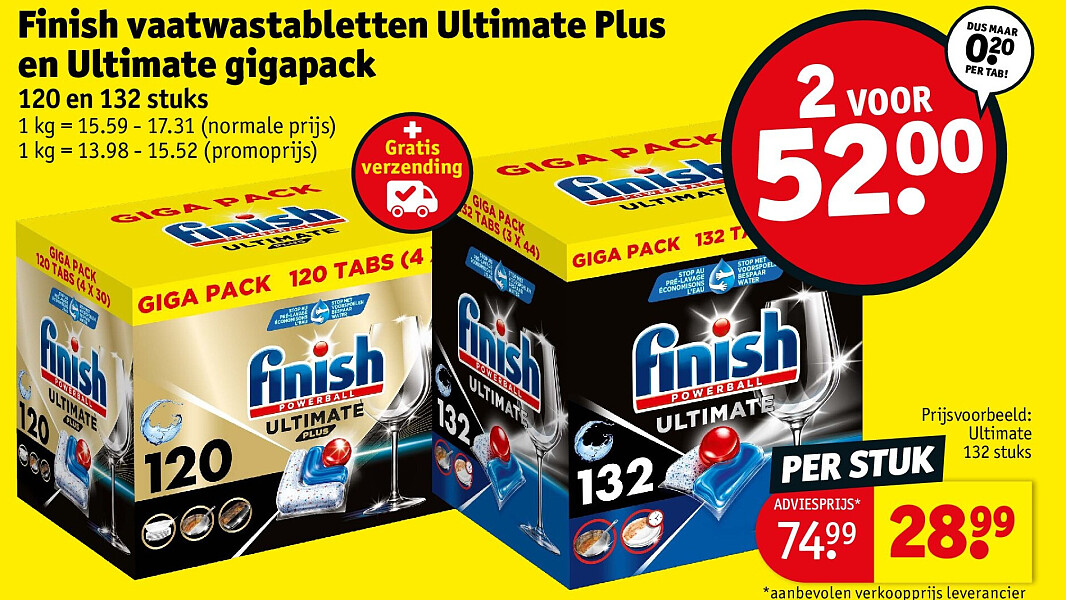 Finish vaatwastabletten Ultimate Plus en Ultimate gigapack