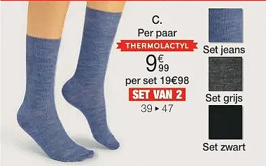 Set van 2 paar sokken in wolmix met Thermolactyl