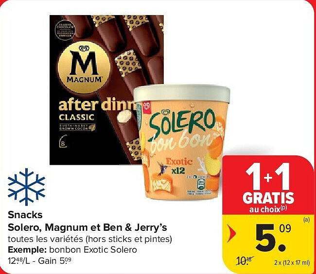 Snacks Solero, Magnum et Ben & Jerry’s 2 x (12 x 17 ml)