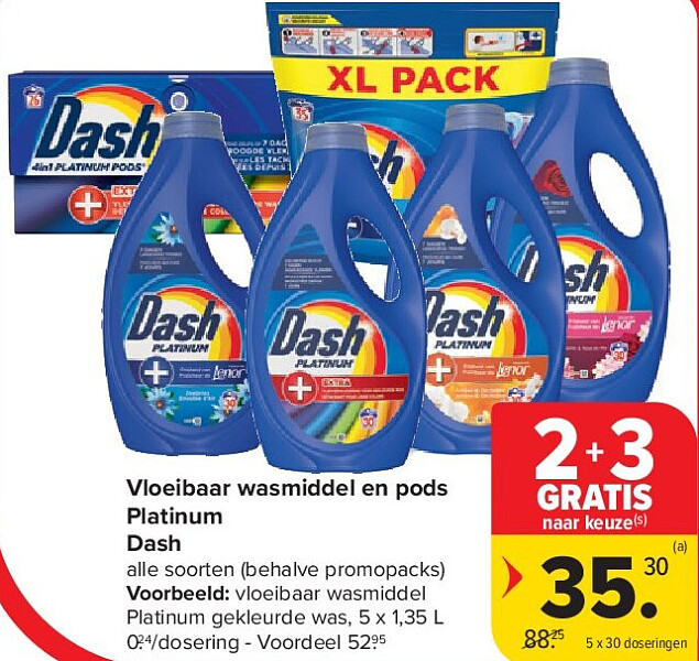 Vloeibaar wasmiddel en pods Platinum Dash