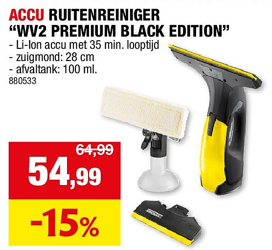 ACCU RUITENREINIGER “WV2 PREMIUM BLACK EDITION”