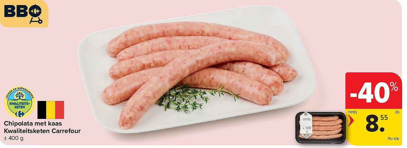 Chipolata met kaas Kwaliteitsketen Carrefour