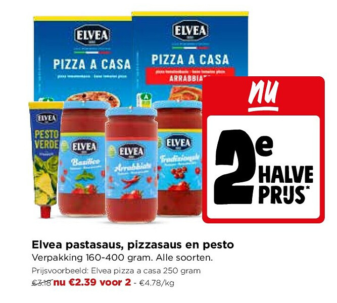 Elvea pastasaus, pizzasaus en pesto