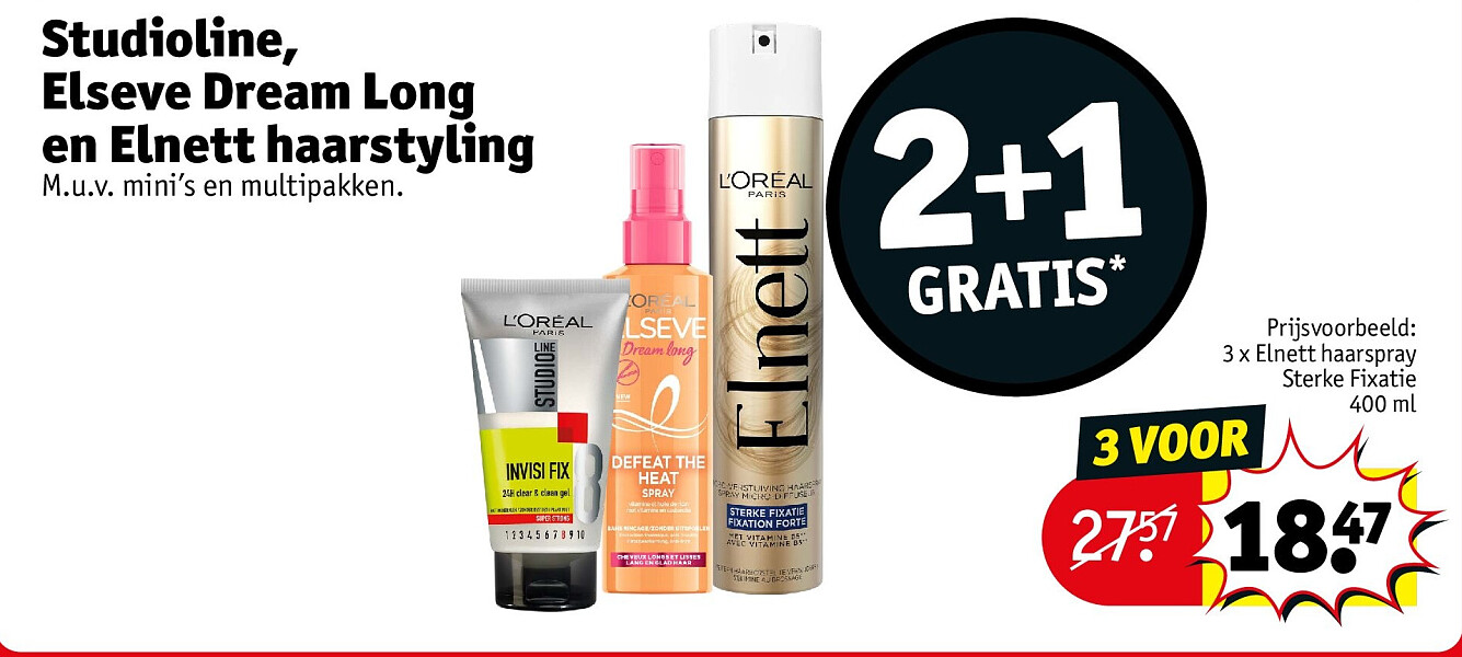 Studioline, Elseve Dream Long en Elnett haarstyling