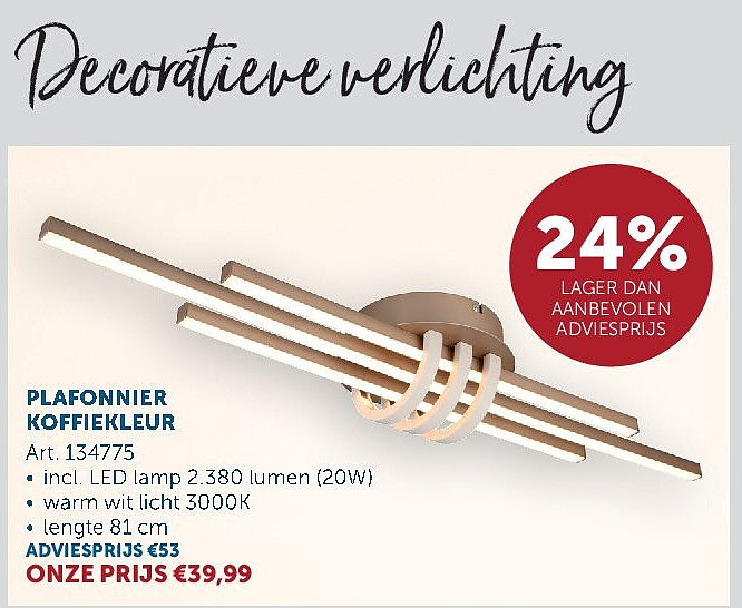 PLAFONNIER KOFFIEKLEUR